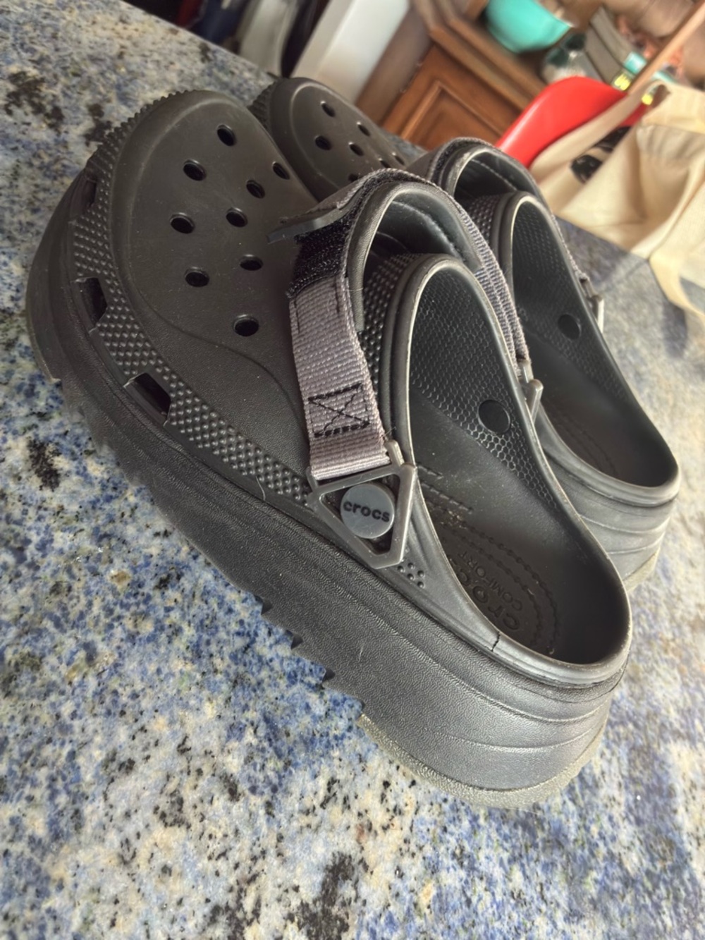 CROCS Hiker Xscape Black Platform Clogs with Adjustable Heel Strap